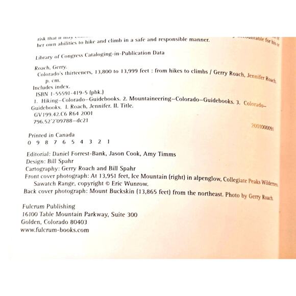 Colorado's Thirteeners by Gerry & Jennifer Roach (2001 1stE Paperback) - Picture 2 of 11